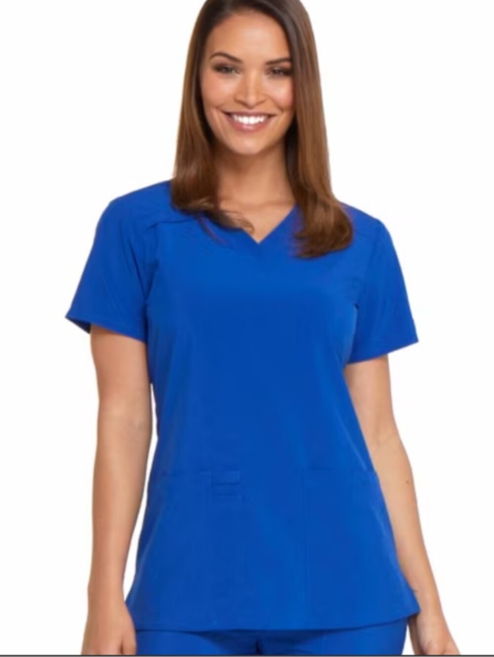 Dickies Women DK615 Stretch V-Neck Medical Scrub Top Solid RYPS Blue size L
